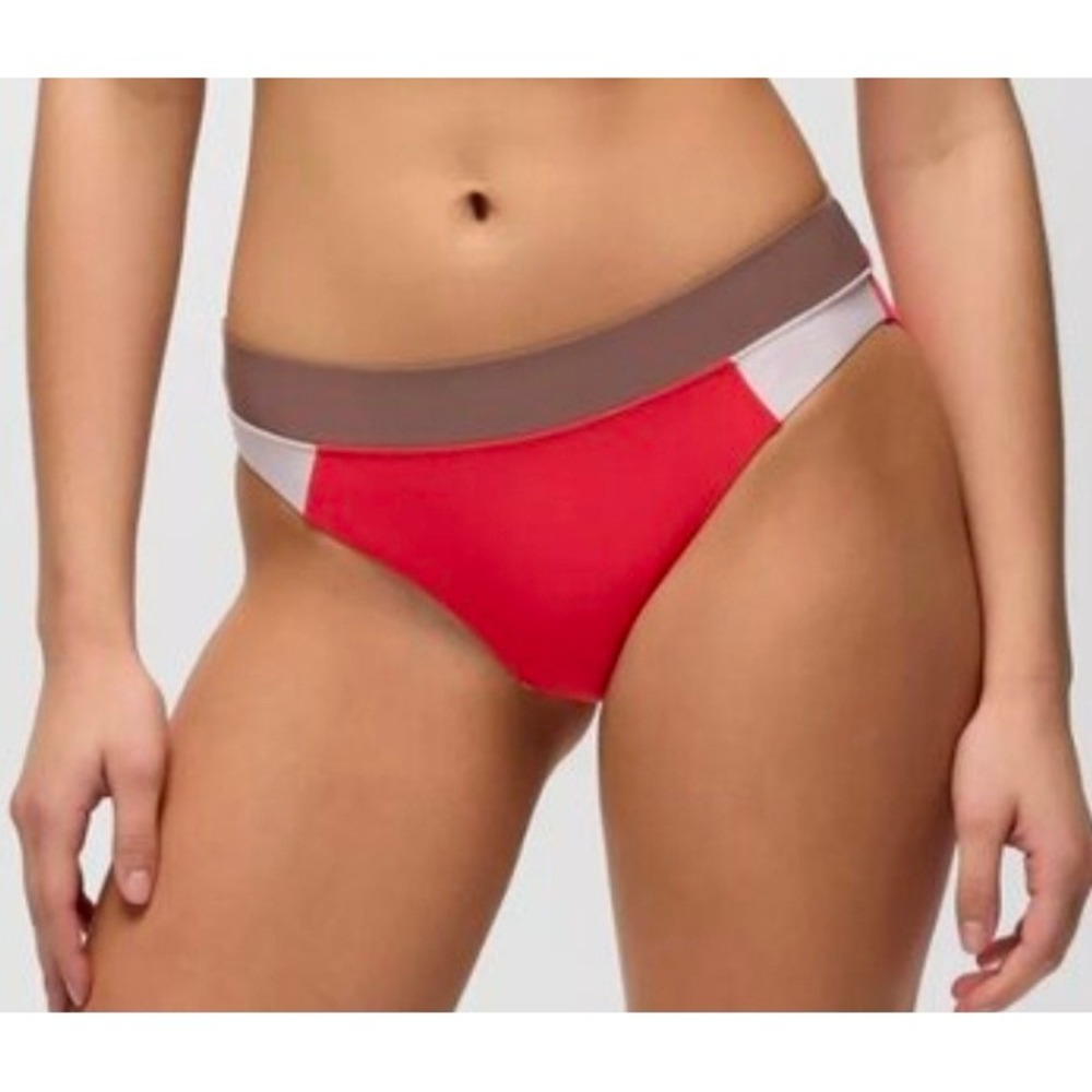 prAna Baja Bound Cheeky Bottom Womens L Rose Fire NWT Colorblock Swimwear sporty